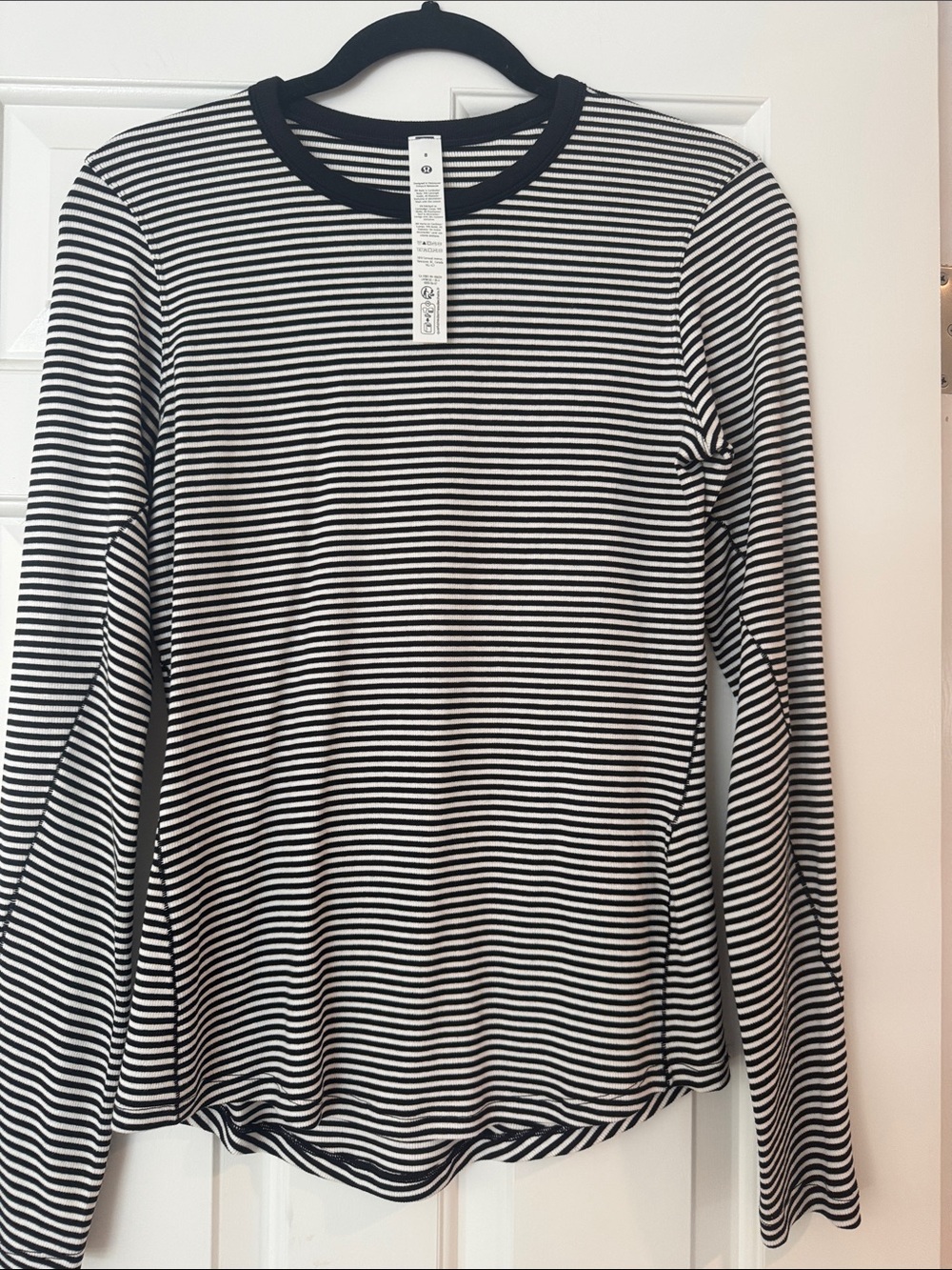 lululemon athletica Black & White Striped Long Sleeve Top